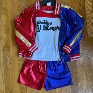 Girls Harley Quinn Costume - Red and Blue